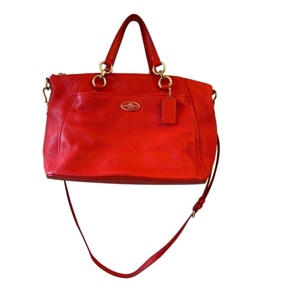 Coach Mini Ellis Tote in cardinal red pebbled leather career holiday minimalist - Picture 1 of 10